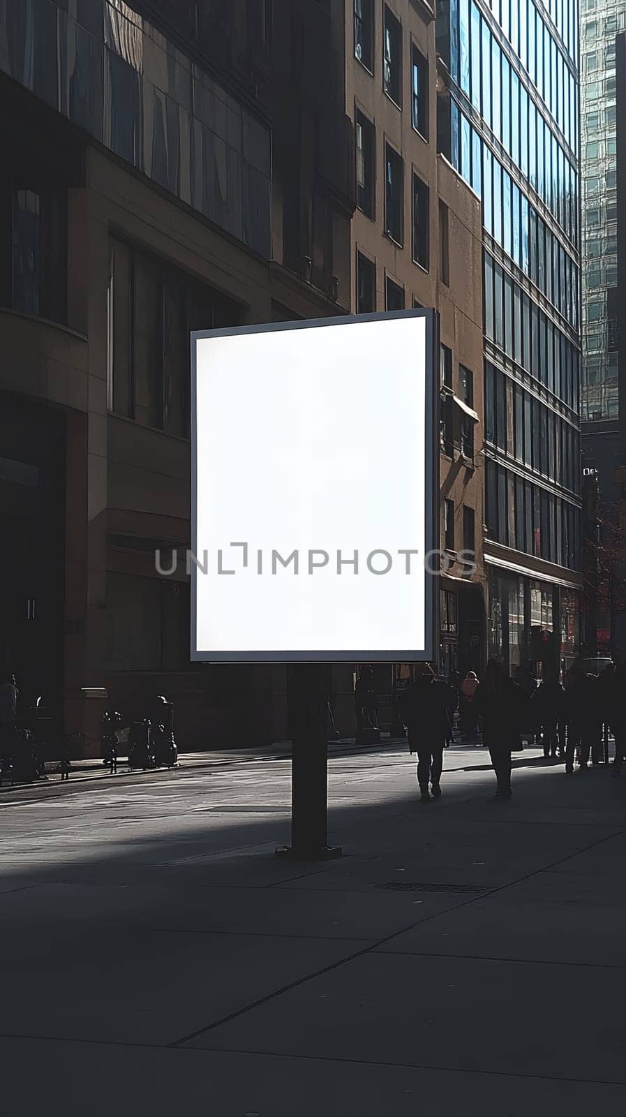 A blank advertising billboard on an urban street.