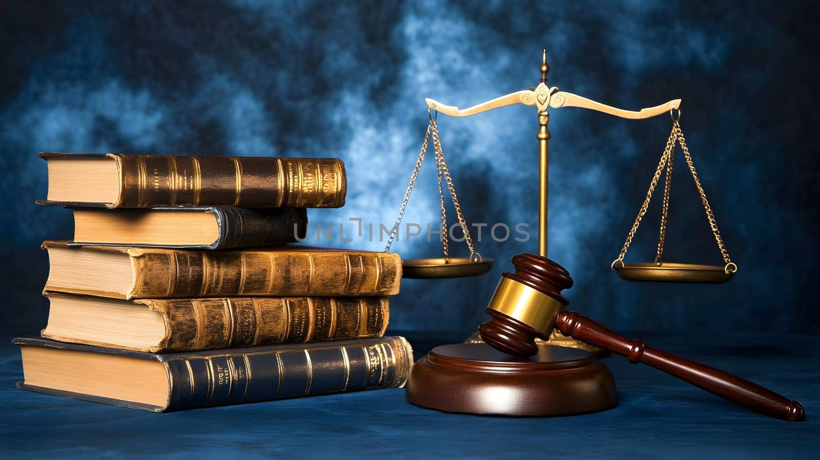 A gavel, scales, and law books symbolizing justice and legal studies.