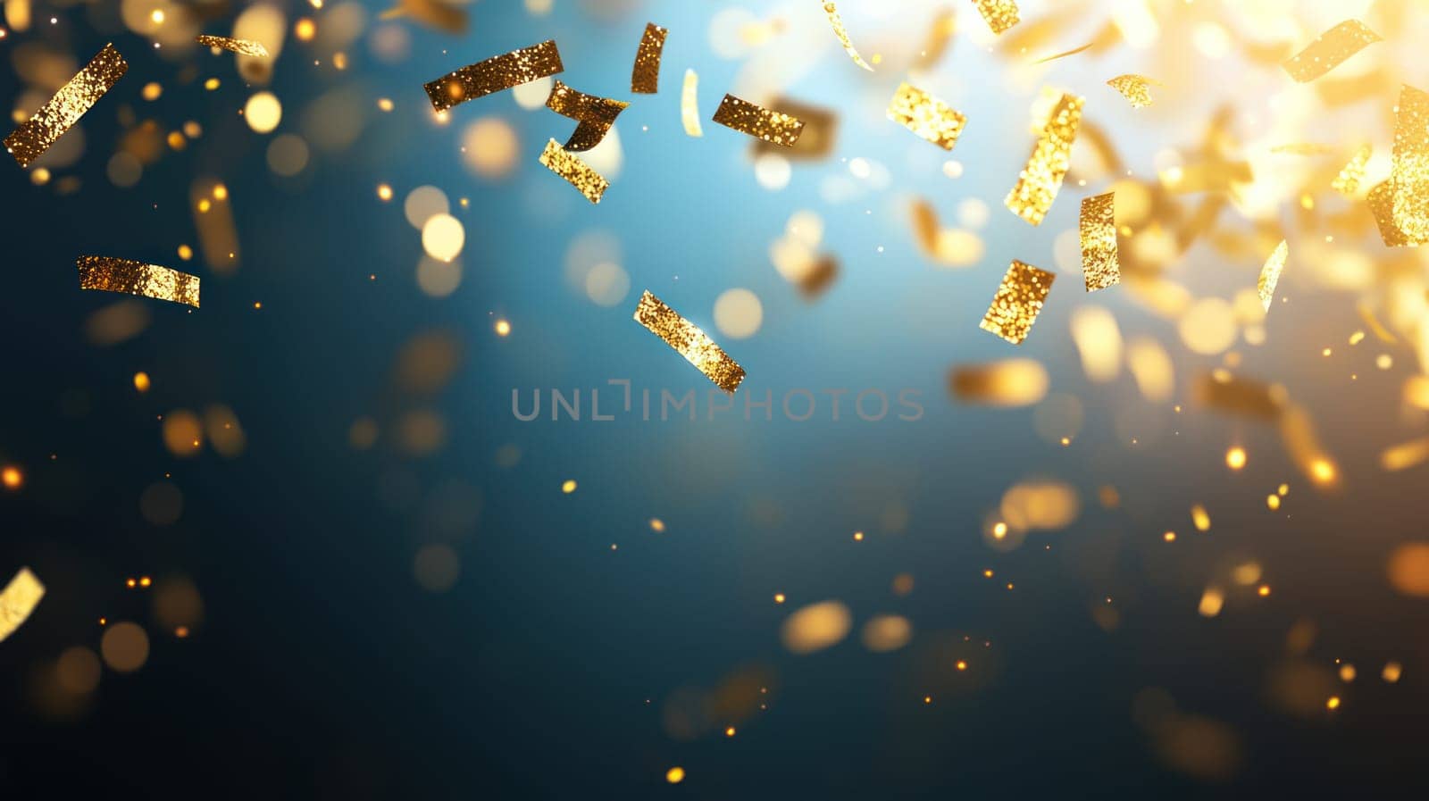 A single golden confetti piece floats gracefully in air, creating festive atmosphere filled with joy and celebration
