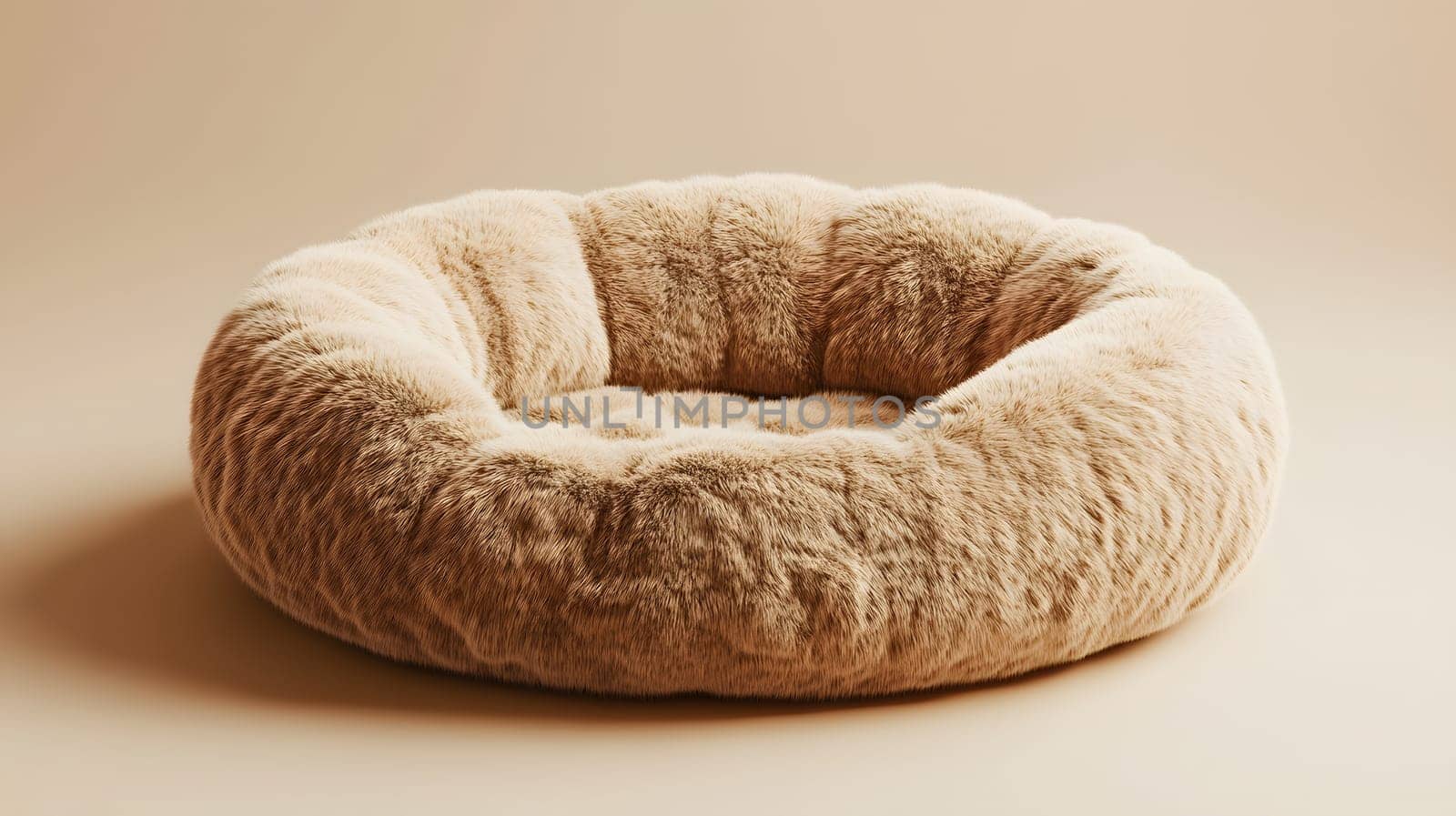 A soft, round pet bed designed for comfort and relaxation.