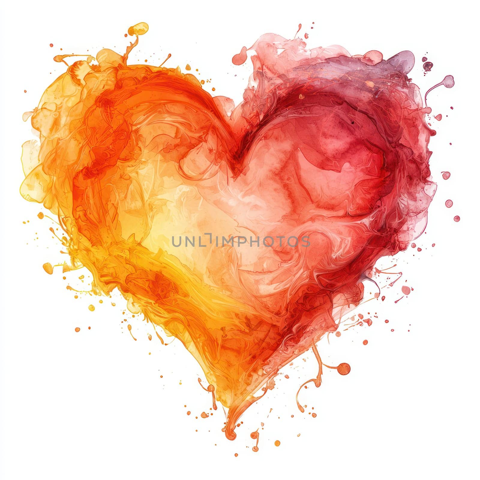 A vibrant heart shape in warm colors, symbolizing love and passion