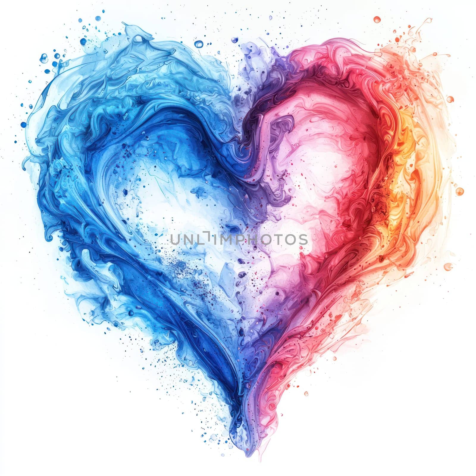 A vibrant heart shape created with flowing blue and pink colors, symbolizing love and emotion
