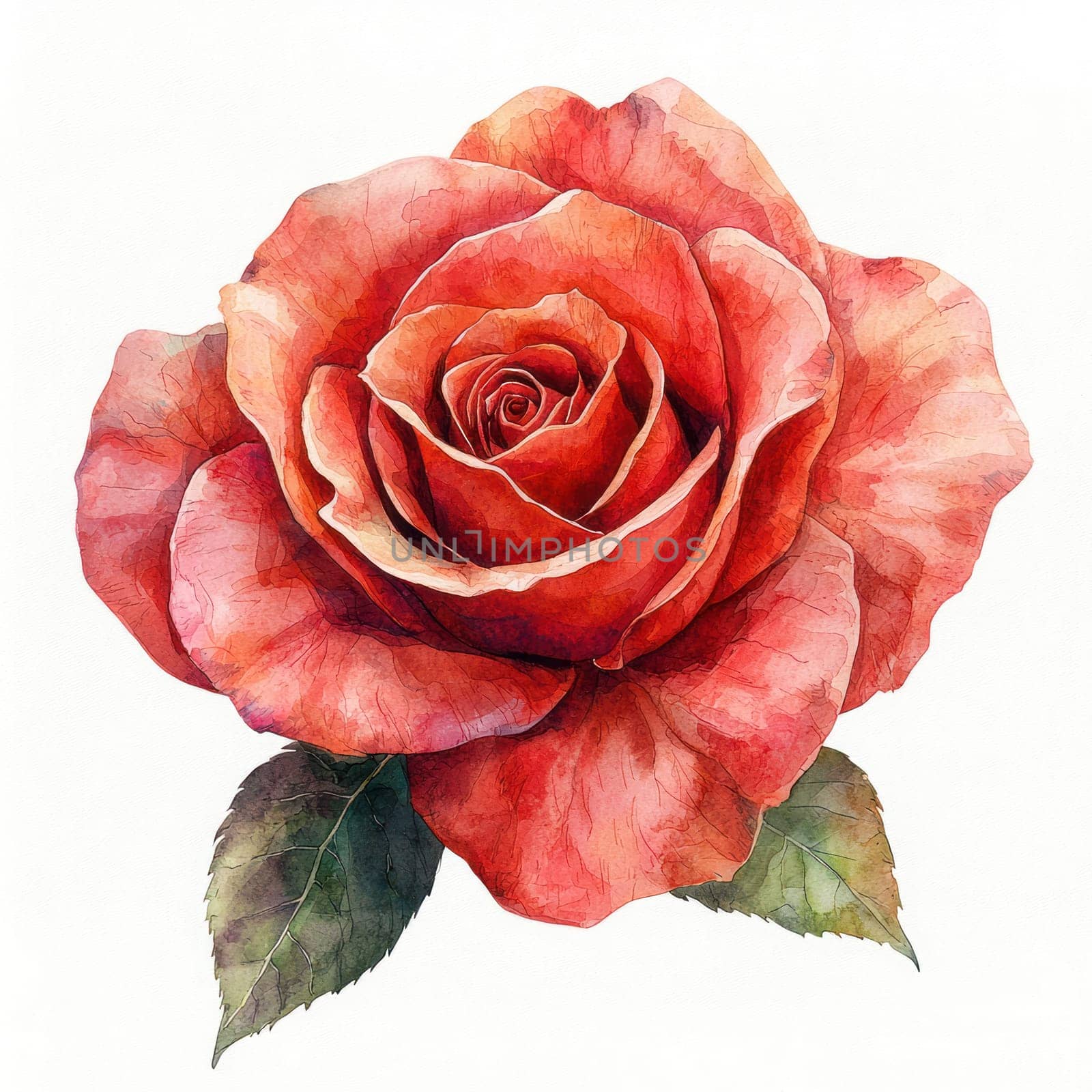 A beautiful watercolor rose with soft petals and vibrant colors, perfect for romantic themes