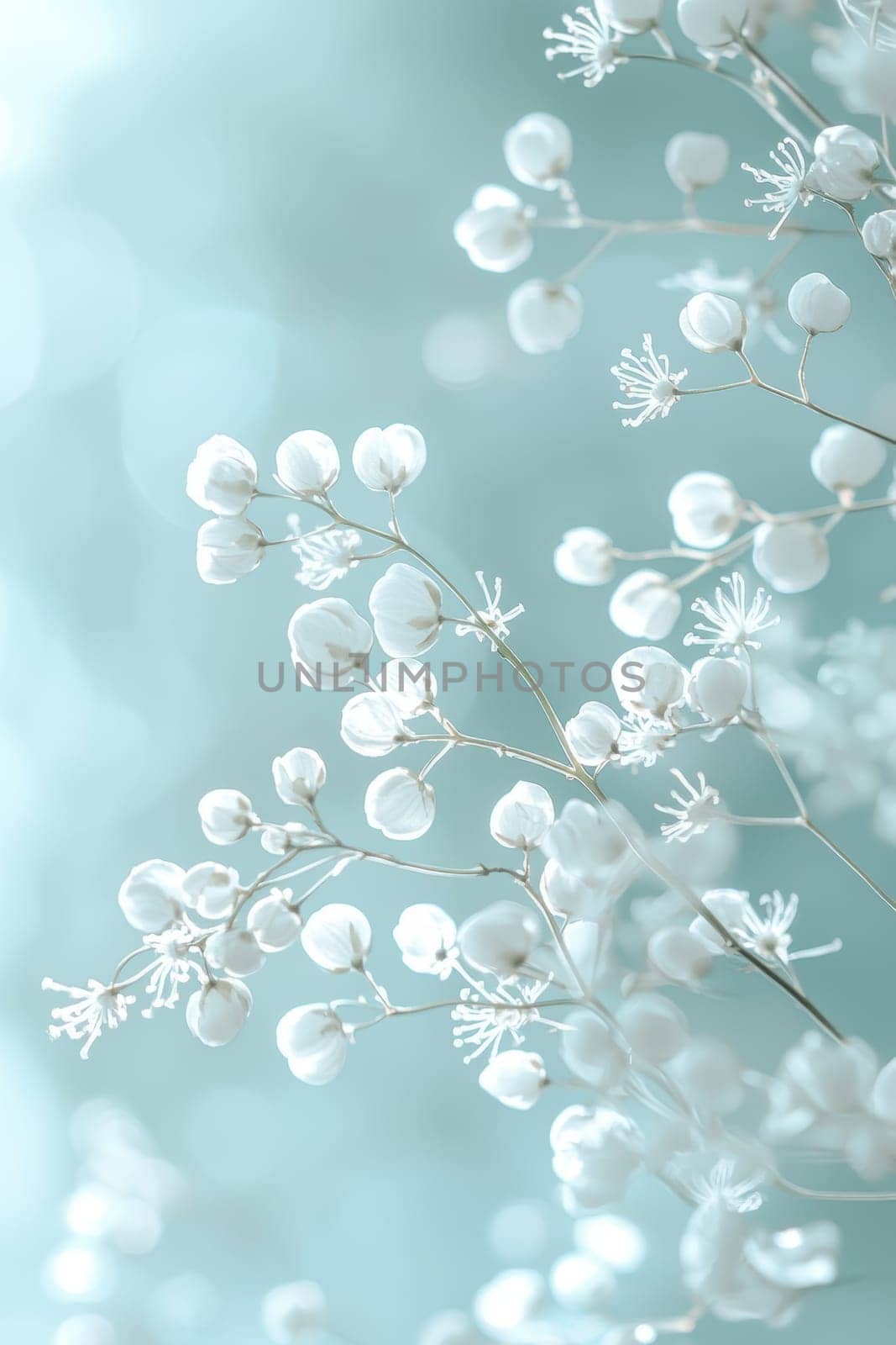 Pale green and white pastel abstract background featuring soft, circular shapes with delicate floral motifs. the minimalist and refined design is perfect for sophisticated seasonal branding projects and high-end print materials.
