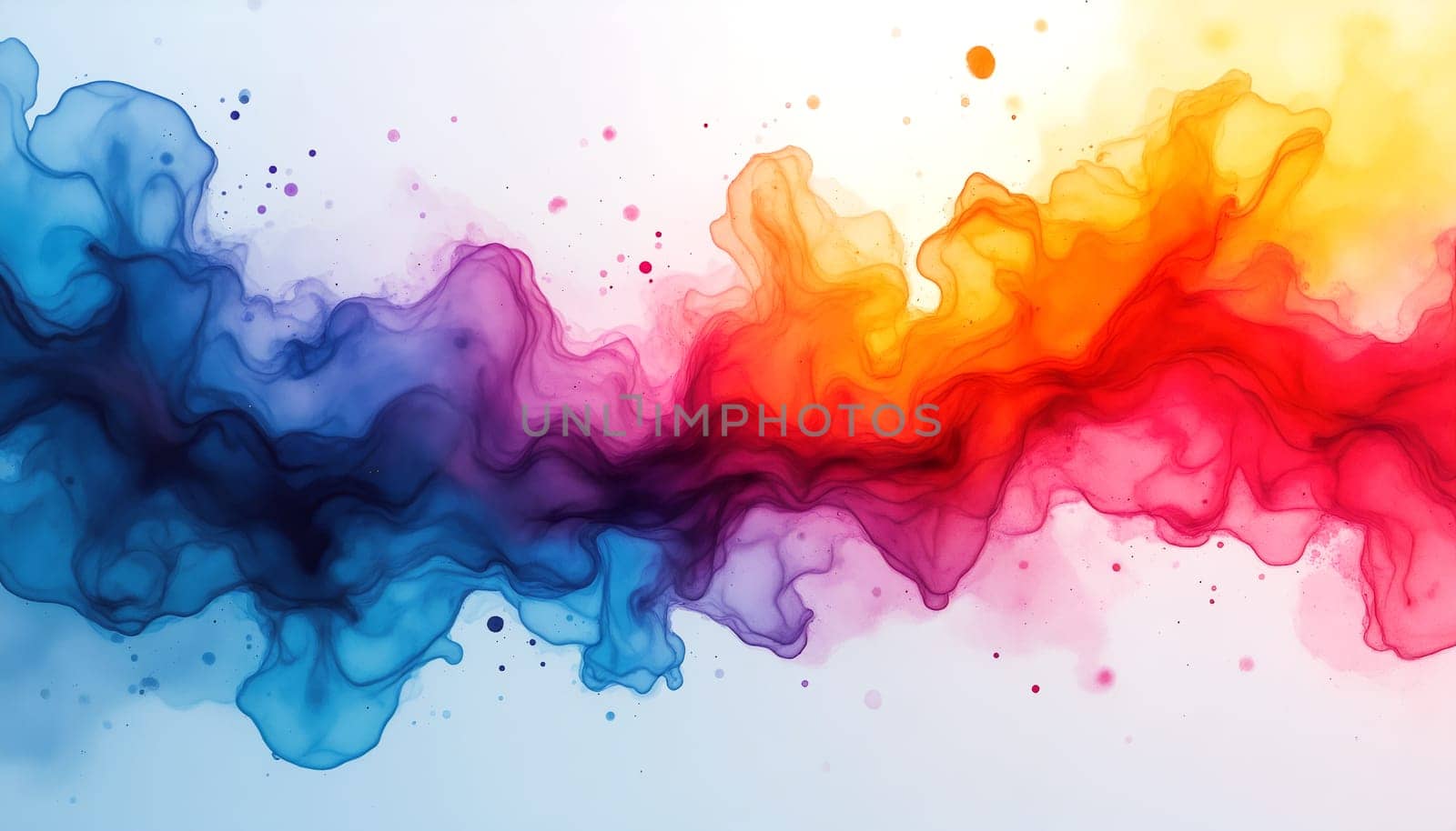 Vibrant swirls of blue, purple, orange, and red ink create a dynamic pattern flowing across a soft background, showcasing artistic fluidity and movement - Generative AI