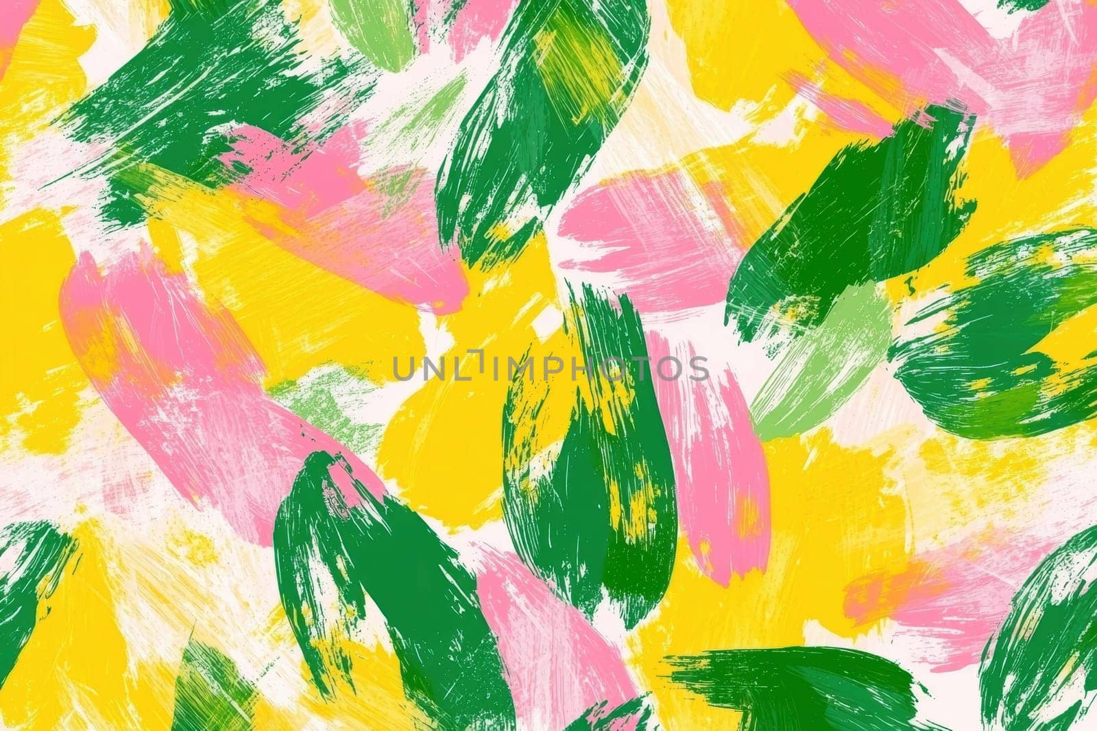 Pastel brushstrokes in yellow, pink, and green create abstract floral patterns against a soft background, embodying the cheerful essence of spring. this vibrant design is perfect for digital ads, social media posts, or seasonal print projects.