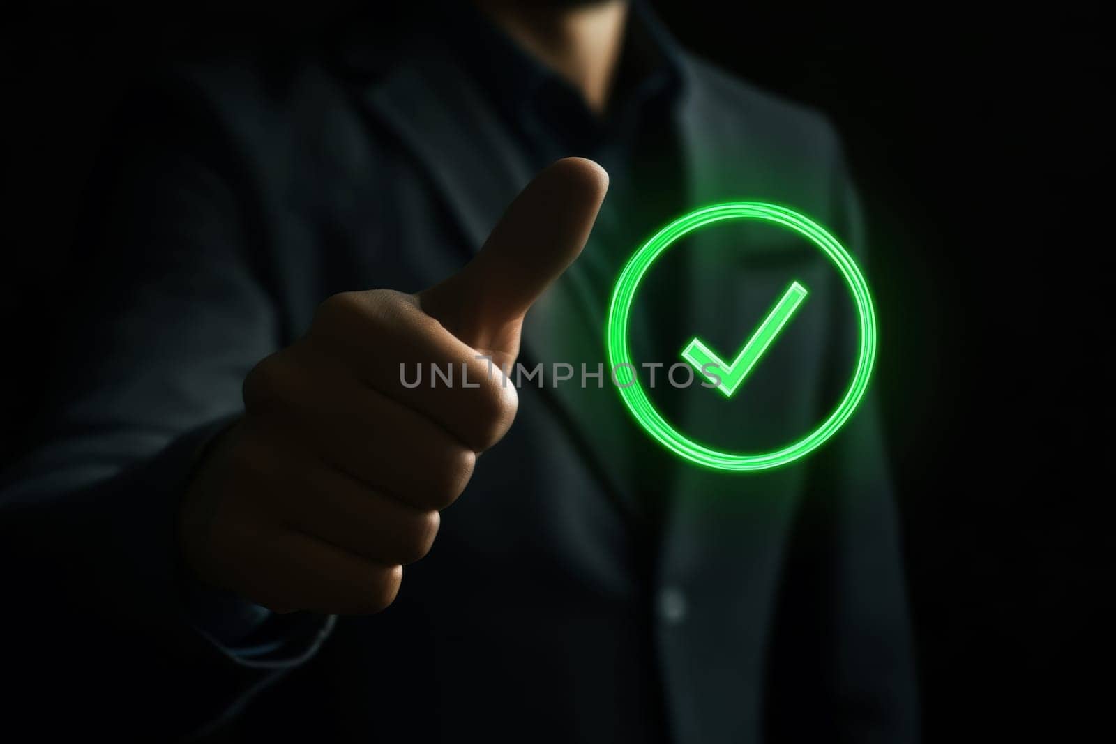 Businessman holding a digital icon of a green checkmark with. quality control, automation process, Standardization management --chaos 20 --ar 3:2 --style raw --stylize 50 --v 6.1 Job ID: 3ca0ffb0-8505-460f-ab57-1ae40b8afe25