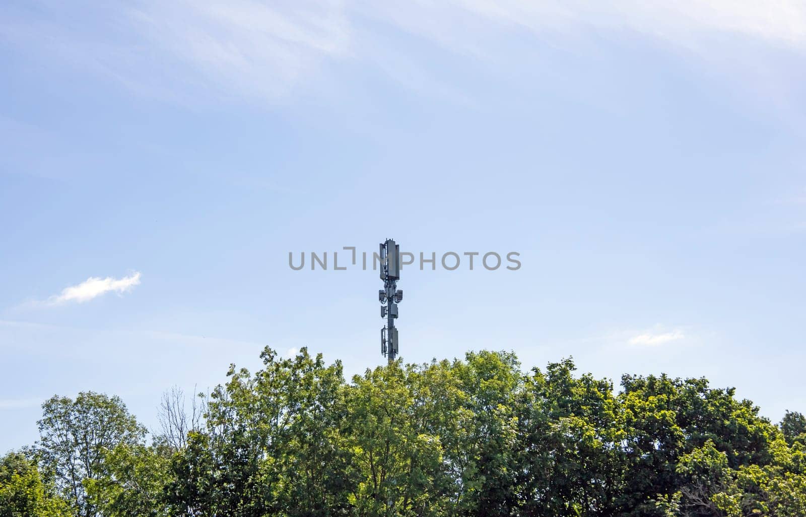 Cellural antenna and telecommunications tower. Mobile phone base station. High quality photo