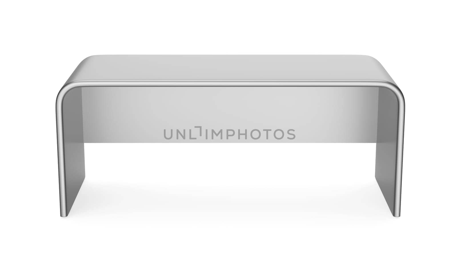 Modern silver office desk on white background
