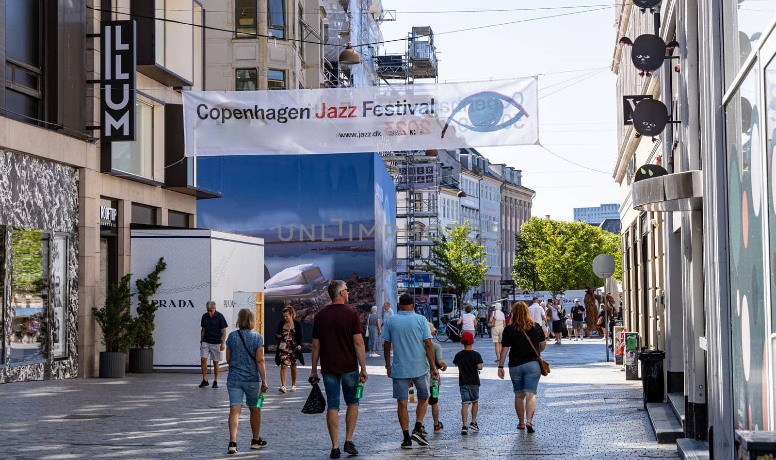 Copenhagen Jazz Festival. Copenhagen street with people. Copenhagen, Denmark - July 02, 2023.