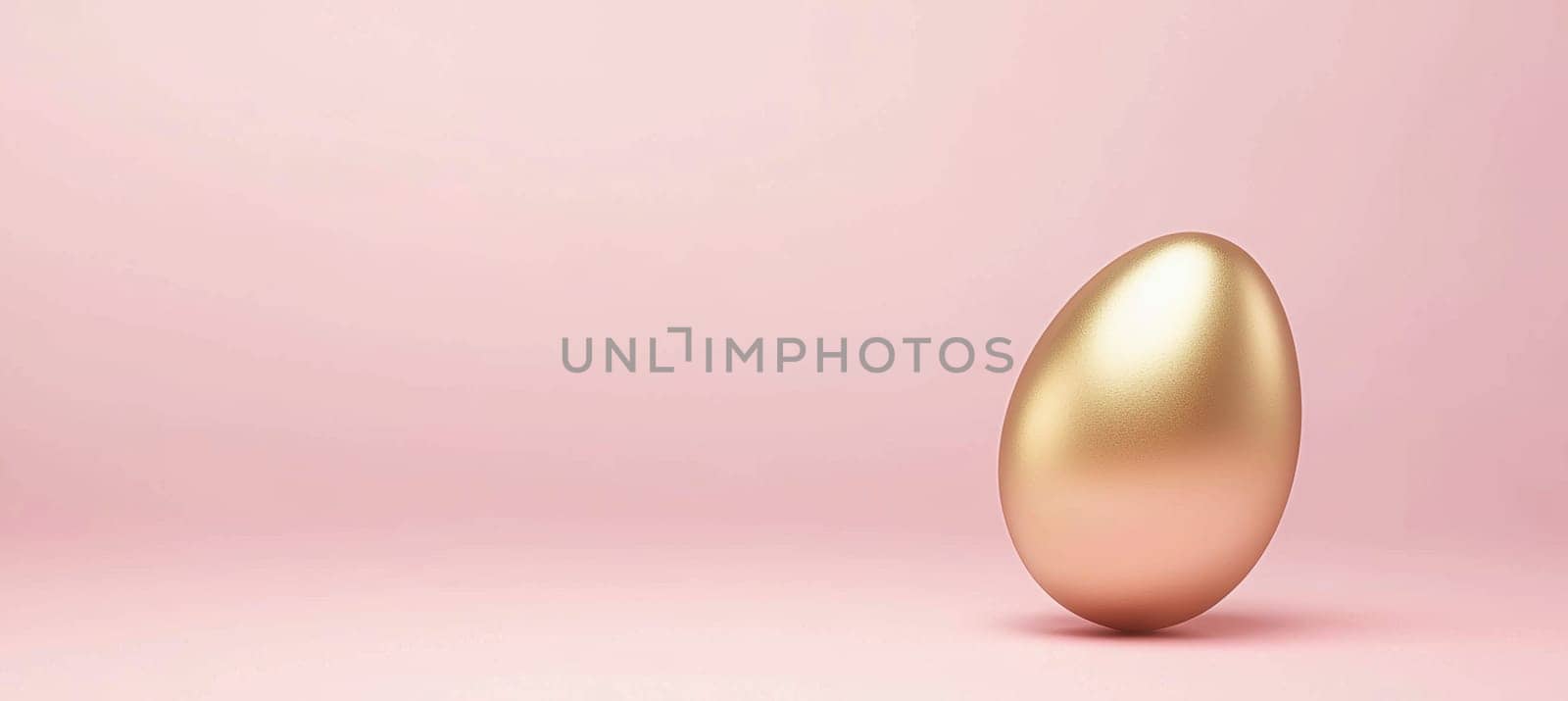 A minimalist easter card template featuring a single golden egg set against a pastel pink and green backdrop. the composition is simple and elegant, providing ample space for personalized messages, ideal for modern greeting designs.