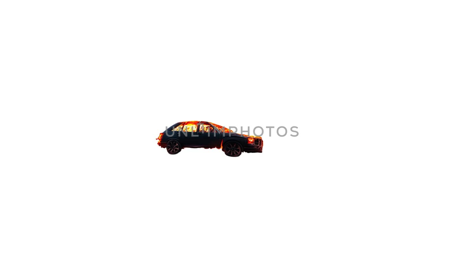 Car on fire png without bg. High quality image