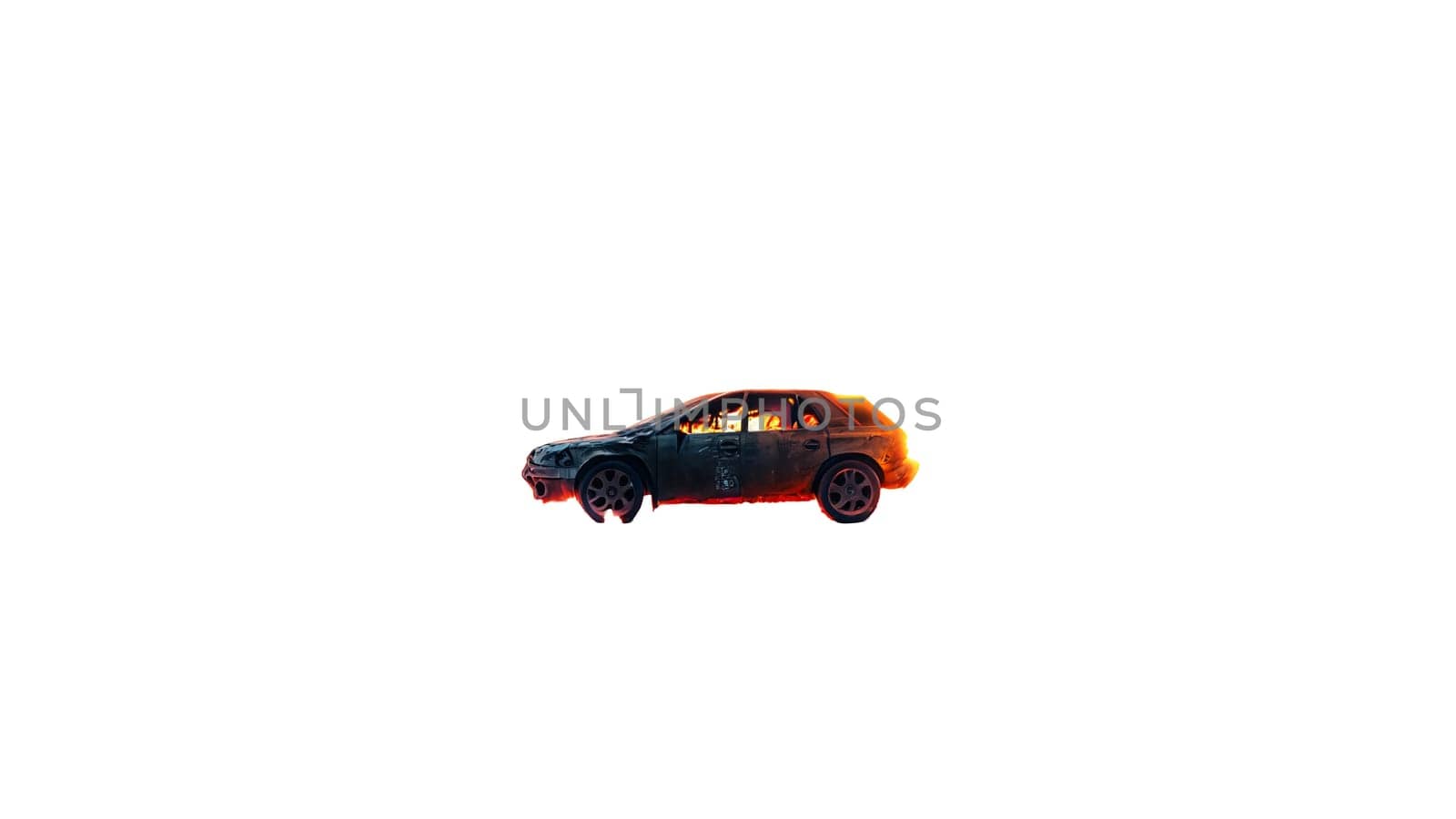 Car on fire png without bg. High quality image