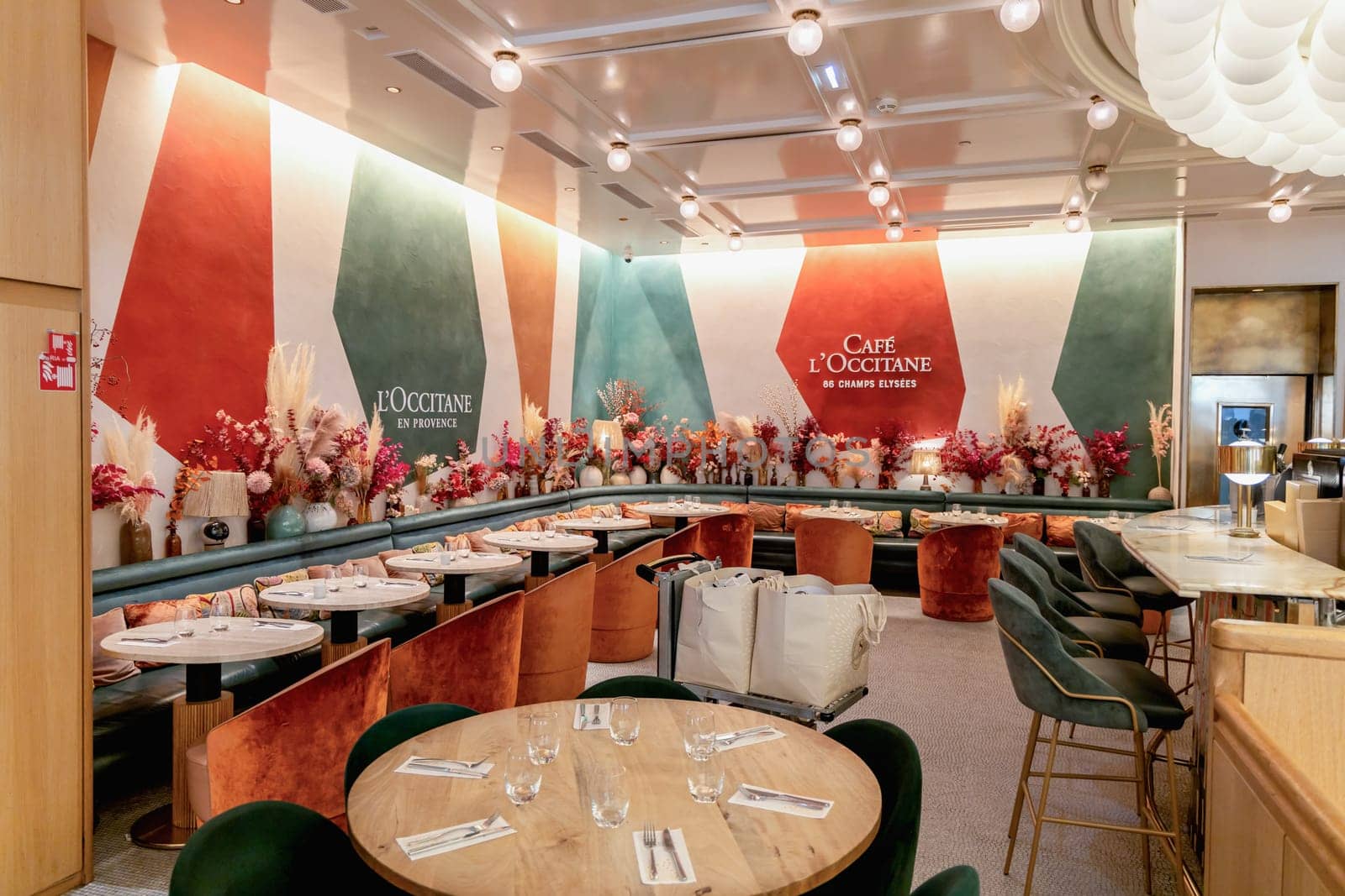 Beautiful interior Cafe L'Occitane in Paris, France - November 25, 2024