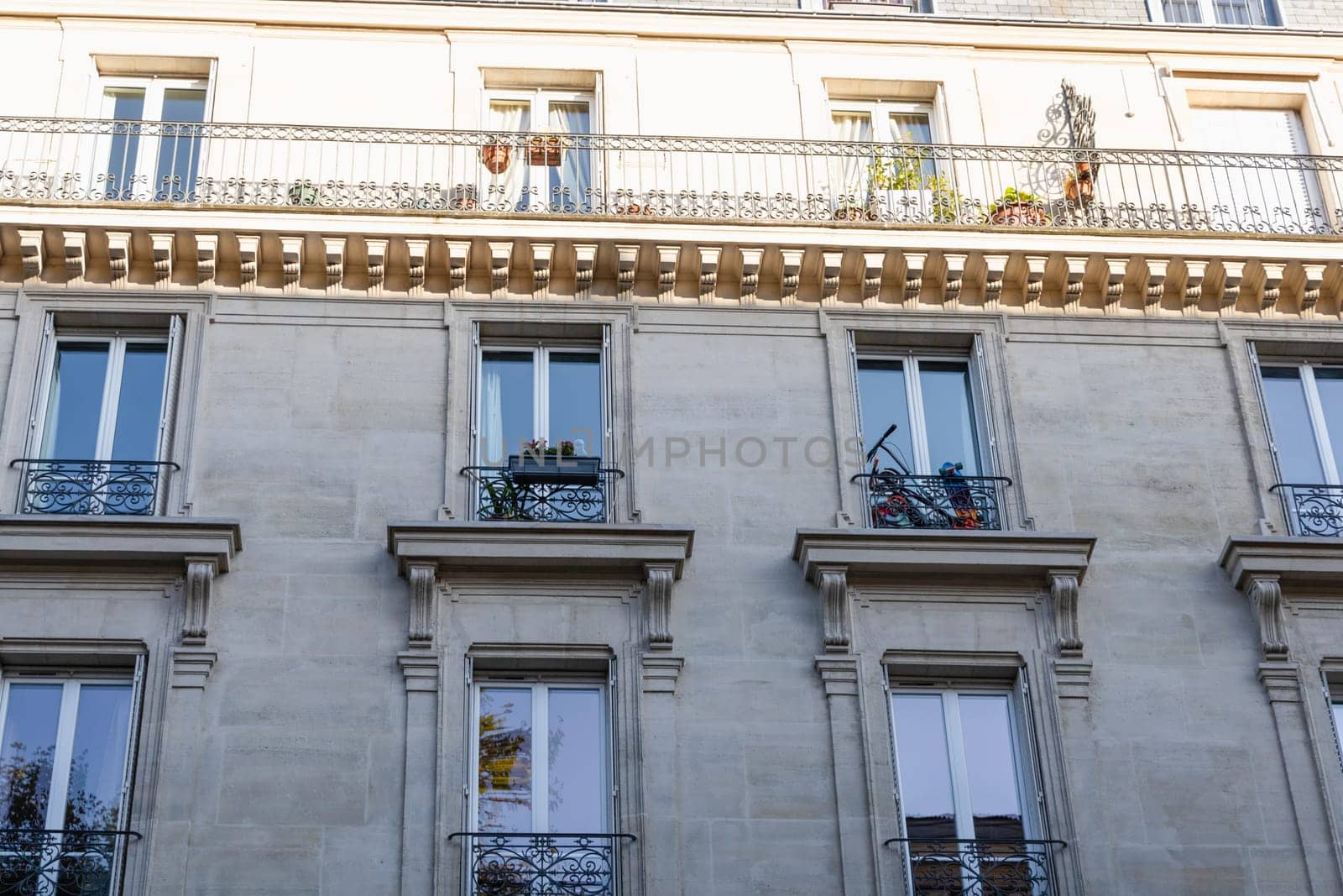 Old and expensive residential building in the city center of Paris, France. High quality photo
