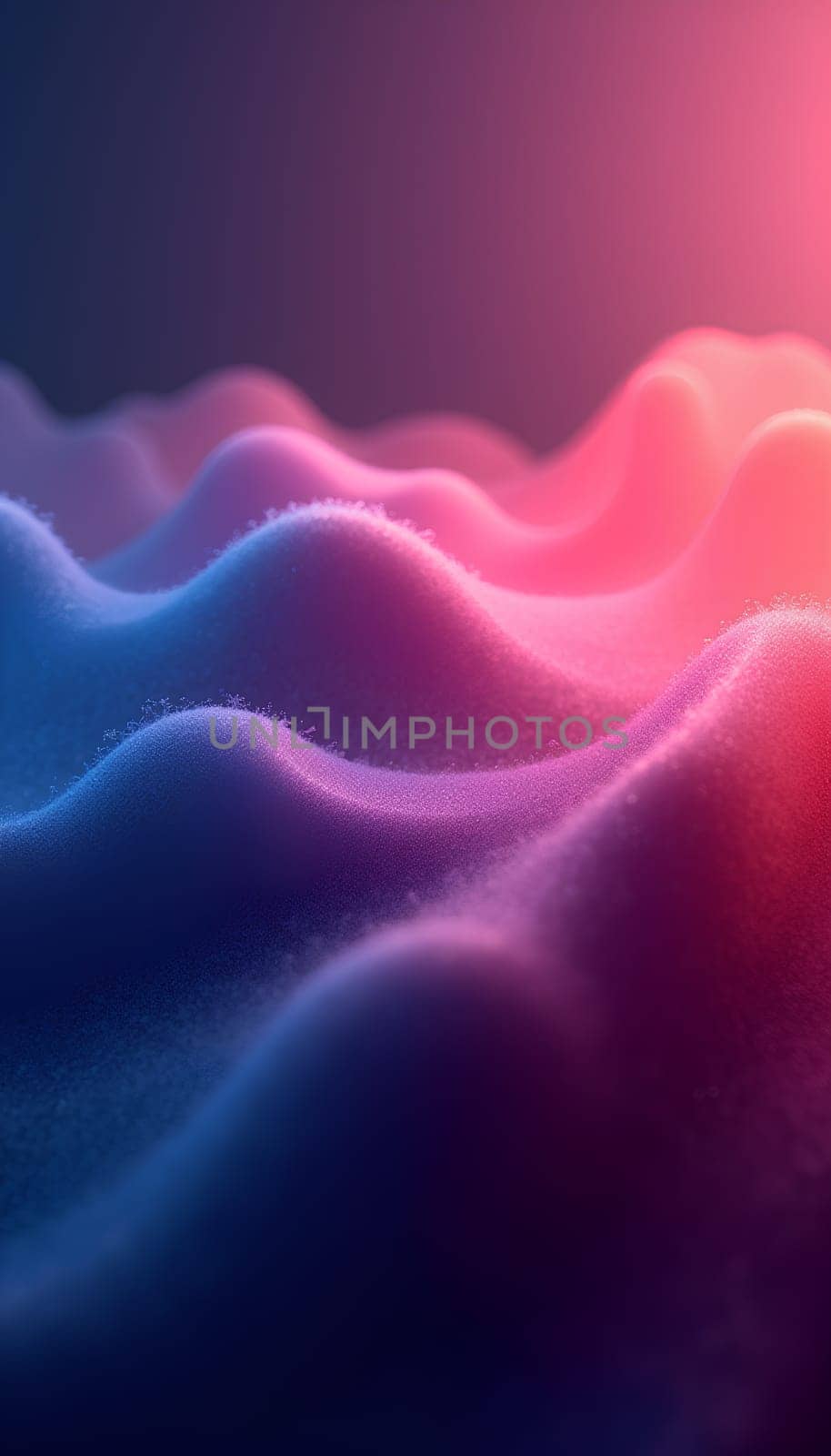 Soft, flowing waves of colorful light undulate in shades of pink and blue, creating an ethereal atmosphere that captivates the viewer's attention - Generative AI