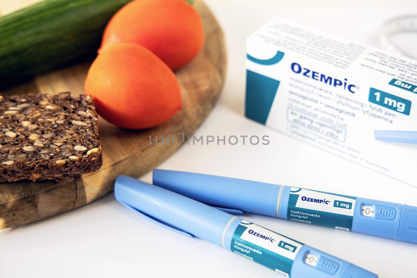 Ozempic Insulin injection pen or insulin cartridge pen for diabetics. Medical equipment for diabetes parients. Denmark- Oktober 10, 2023