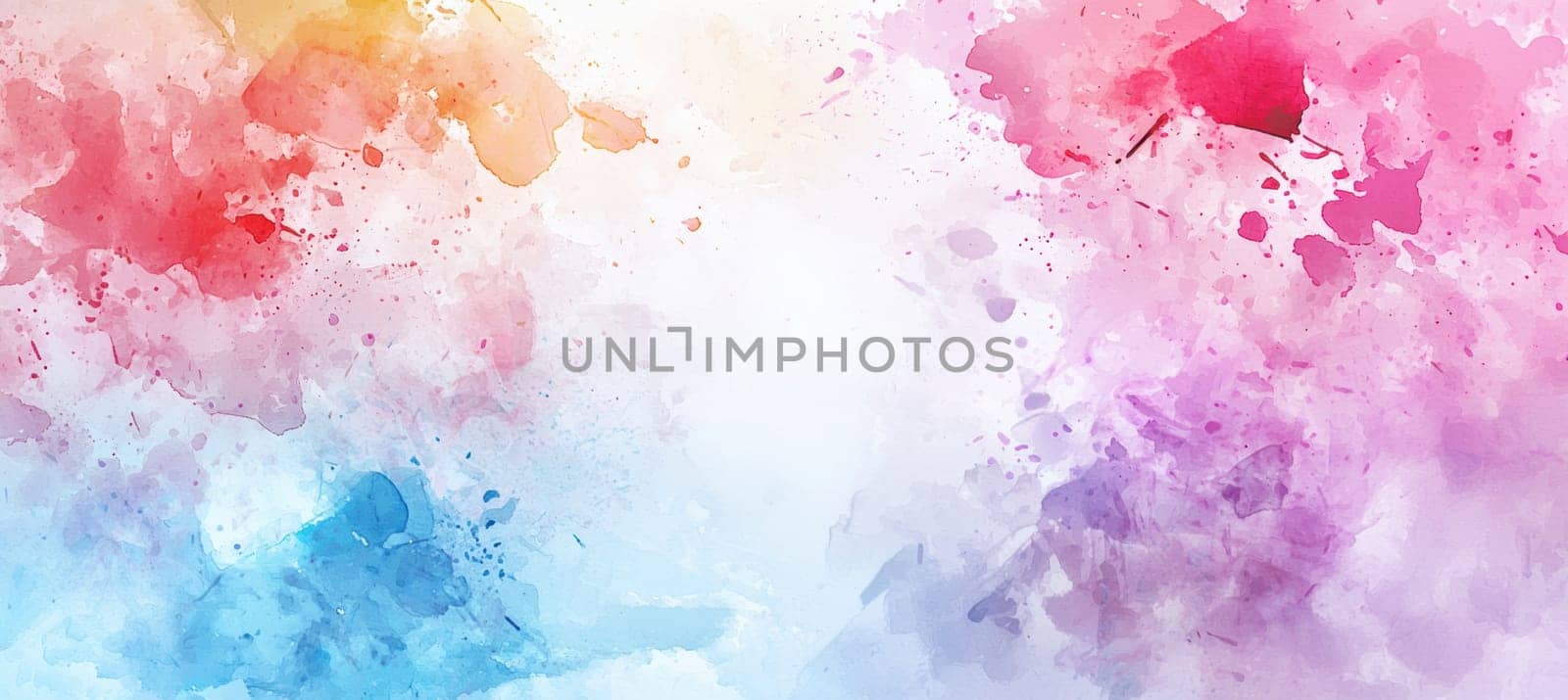Vibrant easter card template featuring watercolor pastel splashes and abstract floral patterns framing a blank space for text. the soft, painterly aesthetic is ideal for creative designs, greeting cards, and festive posters.