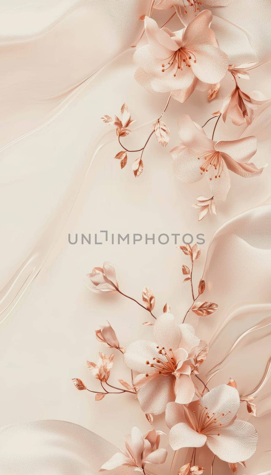 Luxurious easter day greeting card featuring rose gold foil accents and minimal floral elements on a soft beige background. optimized for print or digital use, with ample blank text space for personalized messages or branding.