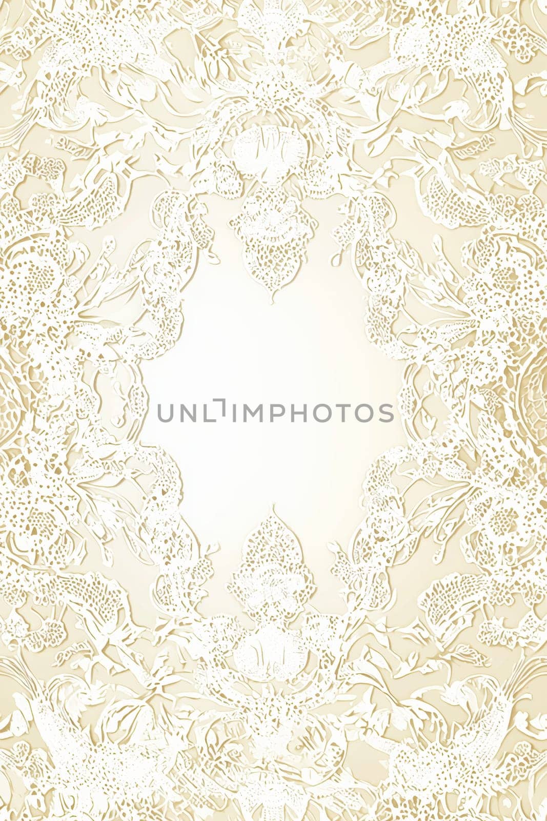 Intricate lace patterns weave delicately over a soft pastel background, creating a graceful and refined easter greeting card template. featuring a central blank space, this design is ideal for personalized messages and elegant print materials.