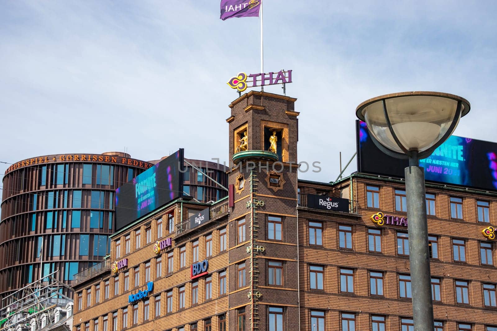 Copenhagen, Denmark - May 15, 2023. The center of Copenhagen. Iconic building located in City Hall Square.