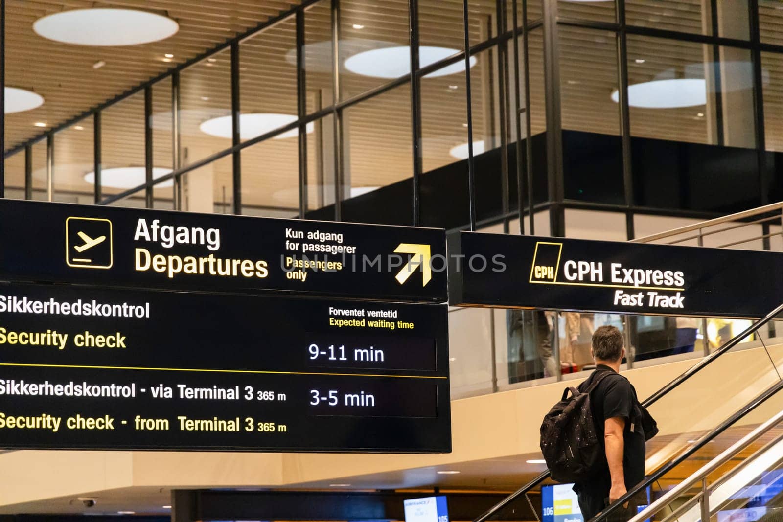 Copenhagen International Airport Departures Sign. Copenhagen, Denmark - Oktober 25, 2024