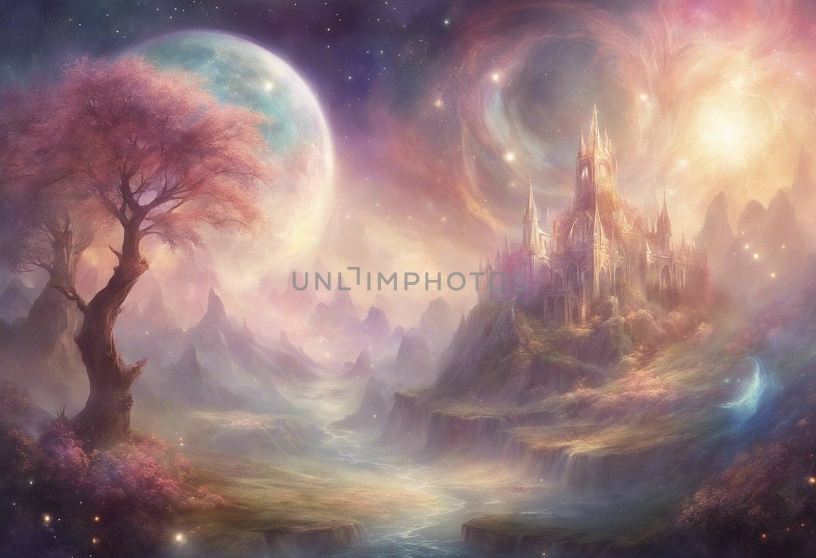 Fantasy surreal colorful landscape - Generative ai