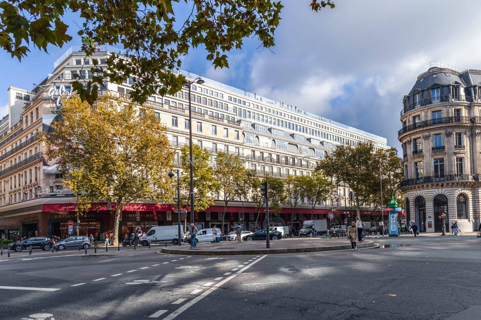 Building facade of luxury shopping mall Galeries Lafayette in Paris, France - November 1, 2024