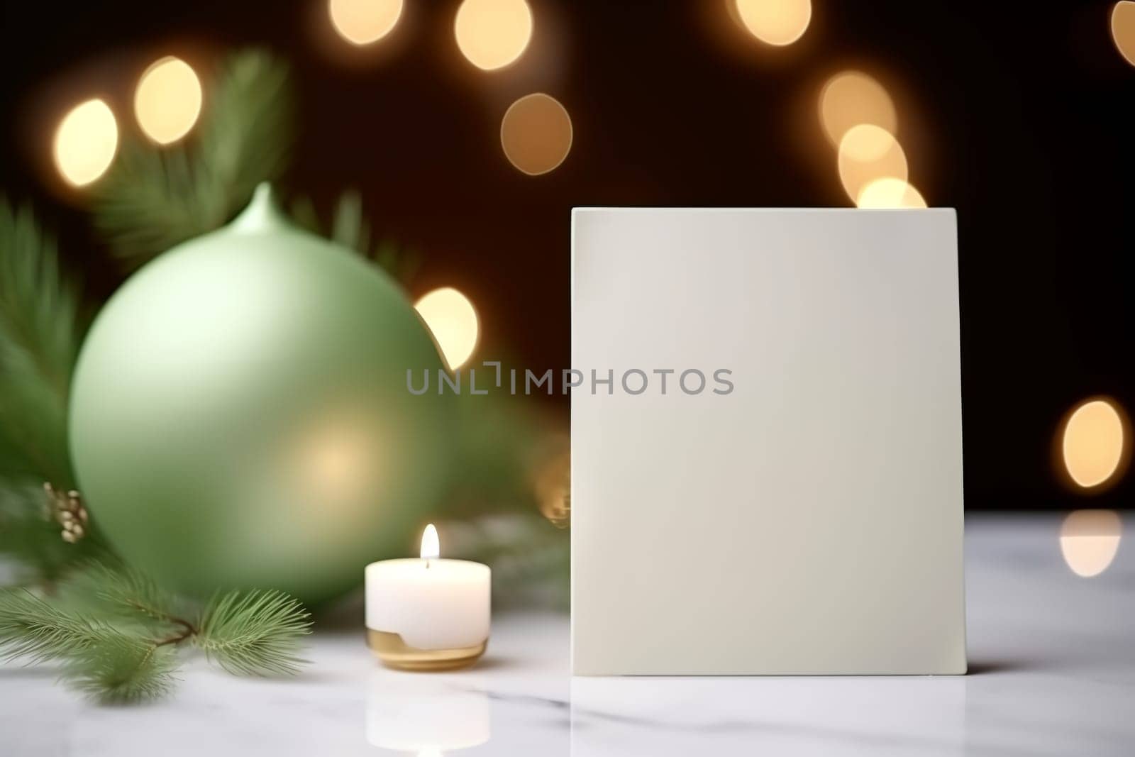 Christmas New Year holiday cards with Christmas decoration. AI Generated.