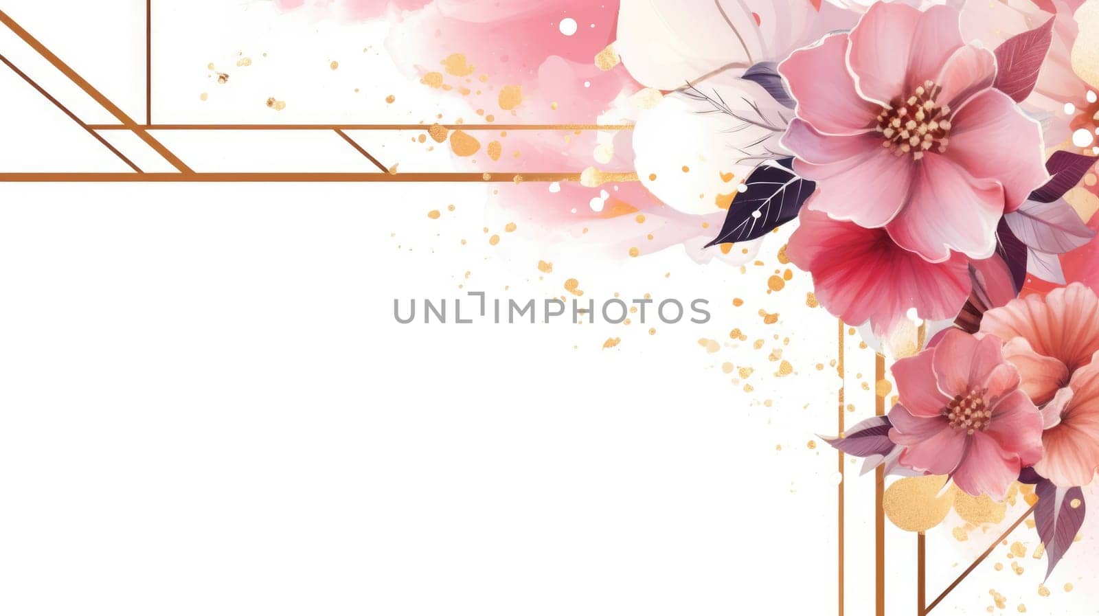 Watercolor abstract design for background of wedding or buzzy social media banner on white background generative AI