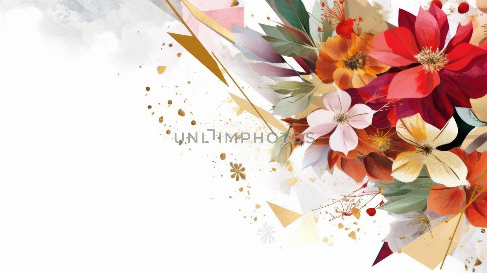 Watercolor abstract design for background of wedding or buzzy social media banner on white background generative AI