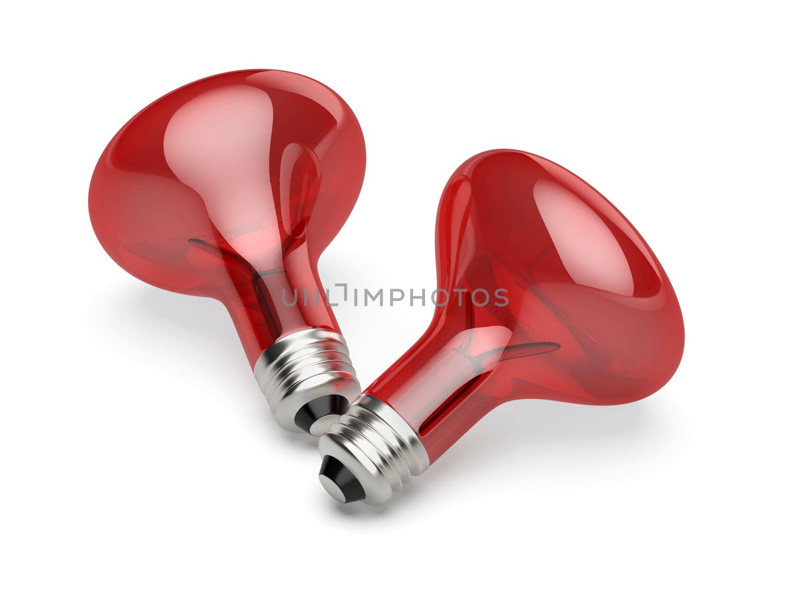 Two Infrared light bulbs on white background