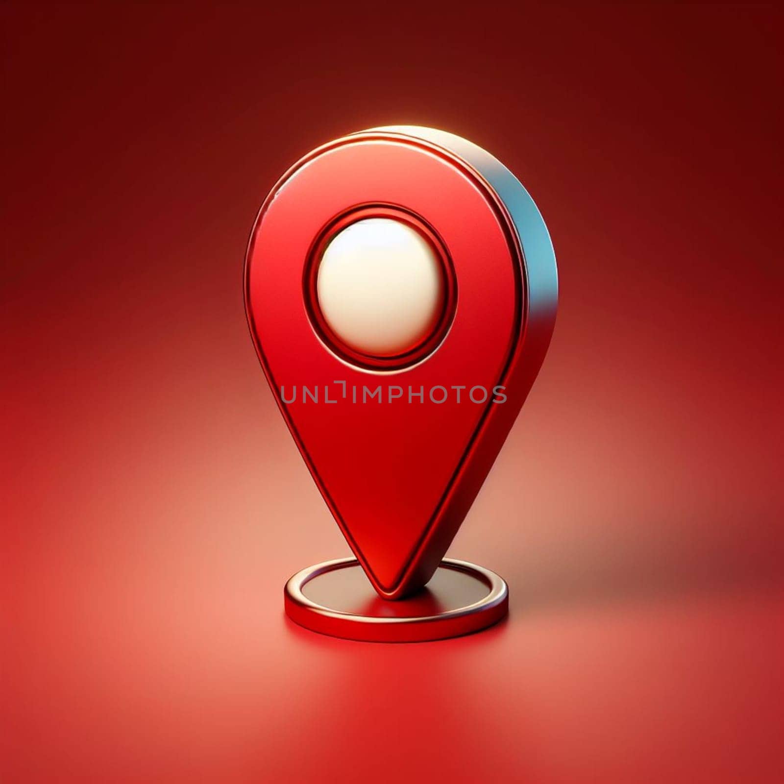Striking 3d illustration of a glossy red map pin on a seamless burgundy background signifies location, navigation, and pinpointing areas for travel, maps, and directional concepts