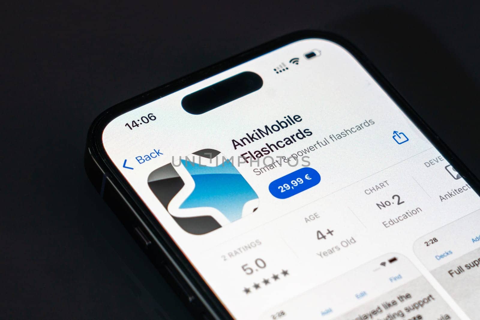 New York, USA - December 20, 2024: AnkiMobile app displayed on smartphone screen with logo. Flashcard learning application for studying and memorization