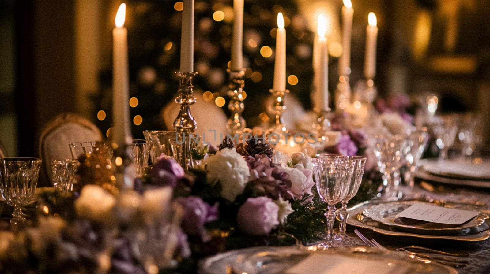 Country manor decorated for Christmas, Merry Christmas holiday idea