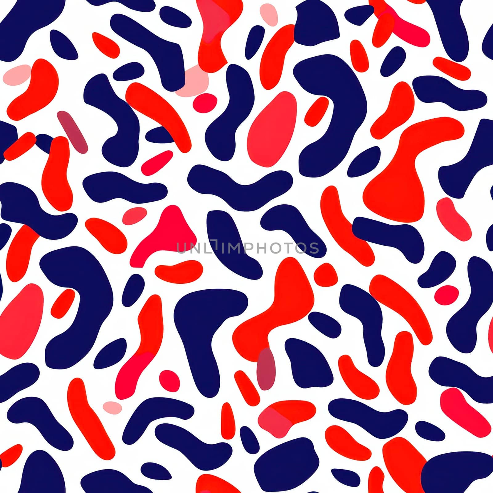 Vibrant abstract shapes in red, navy, and pink against a white background, perfect for modern designs.