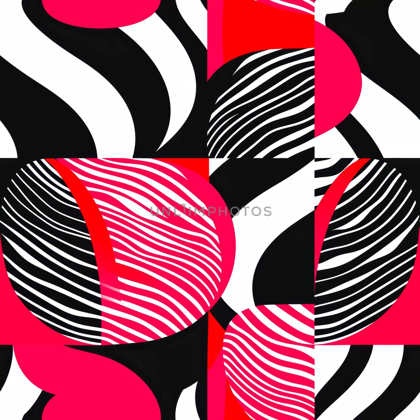 This captivating abstract design showcases a stunning array of vibrant colors, bold stripes, and circular elements