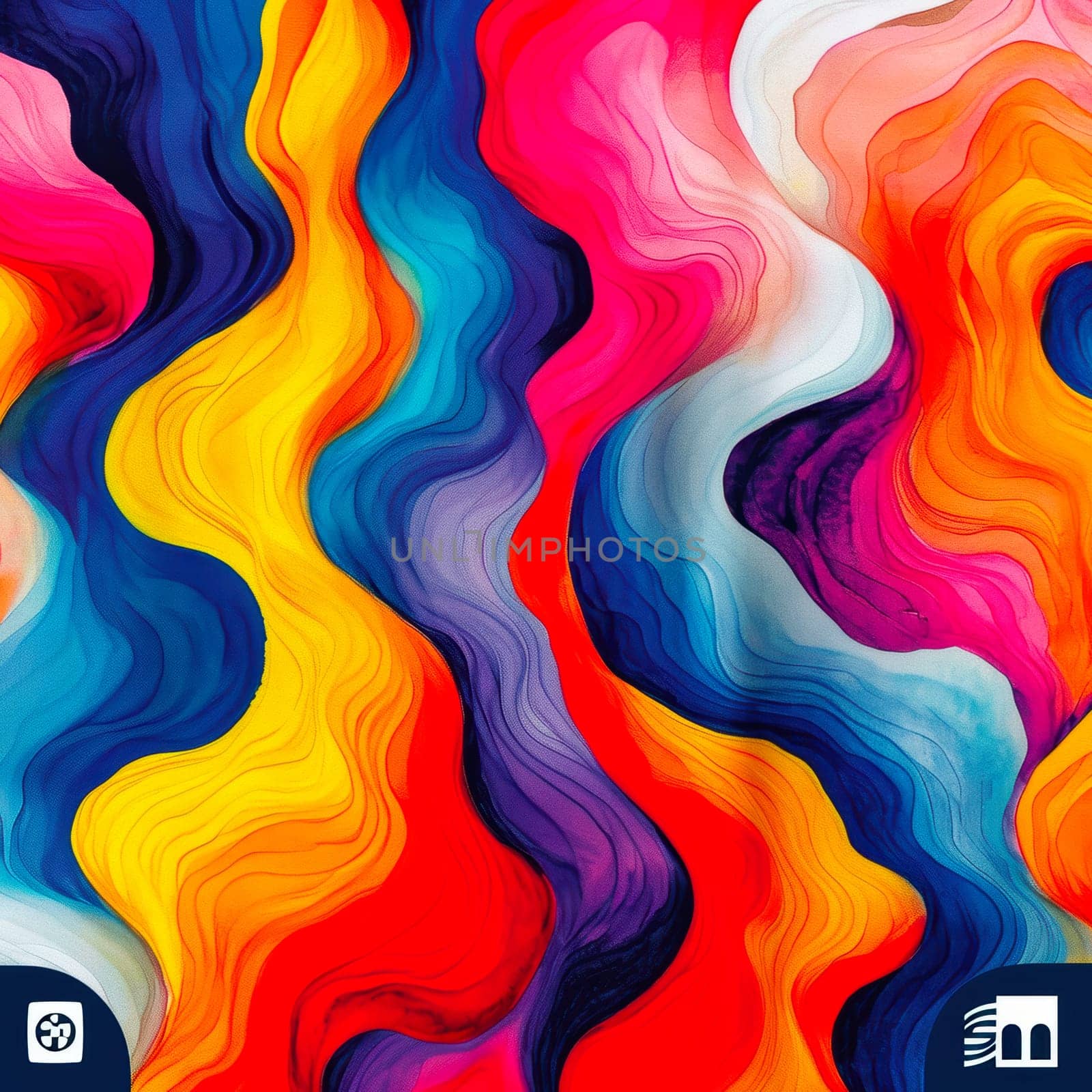 An incredibly vibrant and dynamic abstract artwork that showcases beautifully flowing colored waves in motion