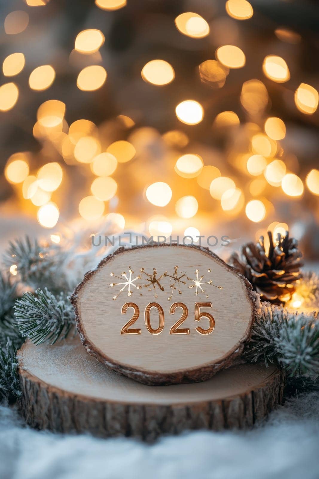 Christmas card with the inscription 2025, Merry Christmas. Generative AI, holidays