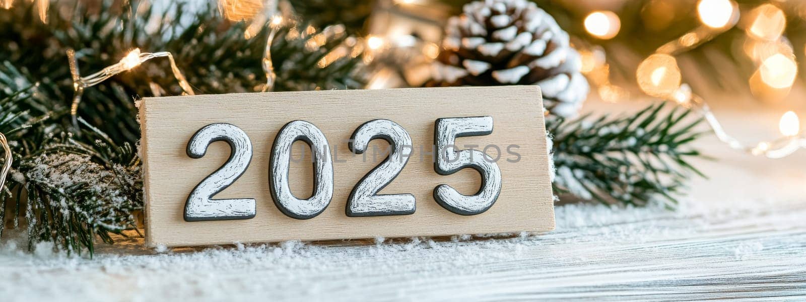 Christmas card with the inscription 2025, Merry Christmas. Generative AI,