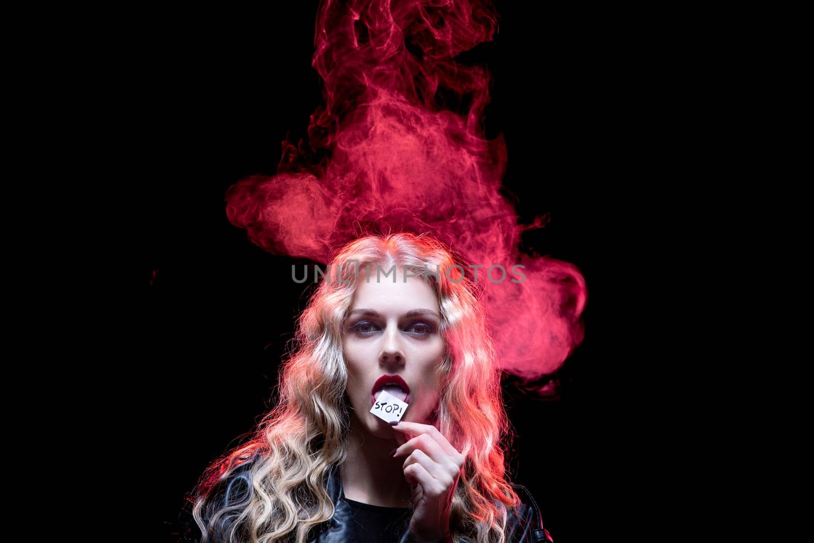 A captivating and stunning portrait which features vibrant smoke, embodying a bold beauty and deep artistic expression