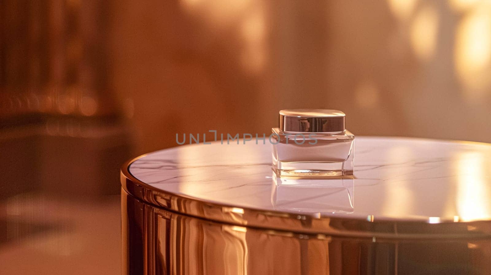 Cosmetic cream in a glass jar. Skin care concept. Background for beauty products