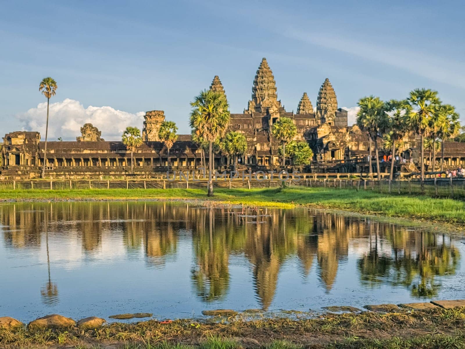 Ruin of ancient Angkor Wat temple by day in Angkor, Cambodia