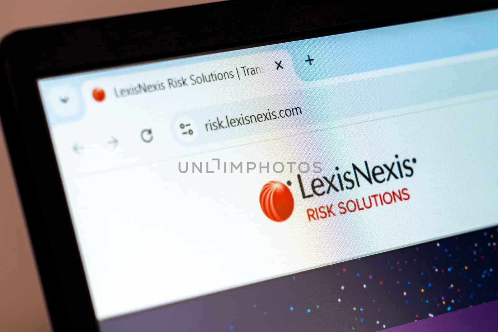 New York, USA - December 21, 2024: LexisNexis Risk Solutions website homepage displayed on a laptop screen with logo. Data analytics company providing risk management and compliance solutions