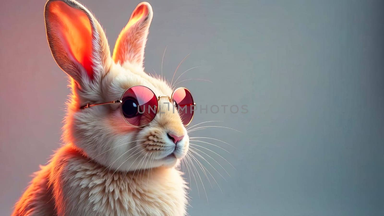 Abstract Easter bunny wearing pink glasses.