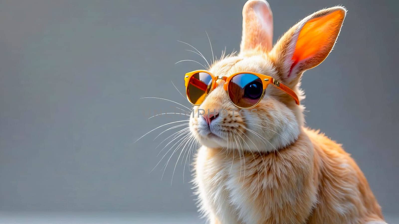 Abstract Easter bunny wearing pink glasses.