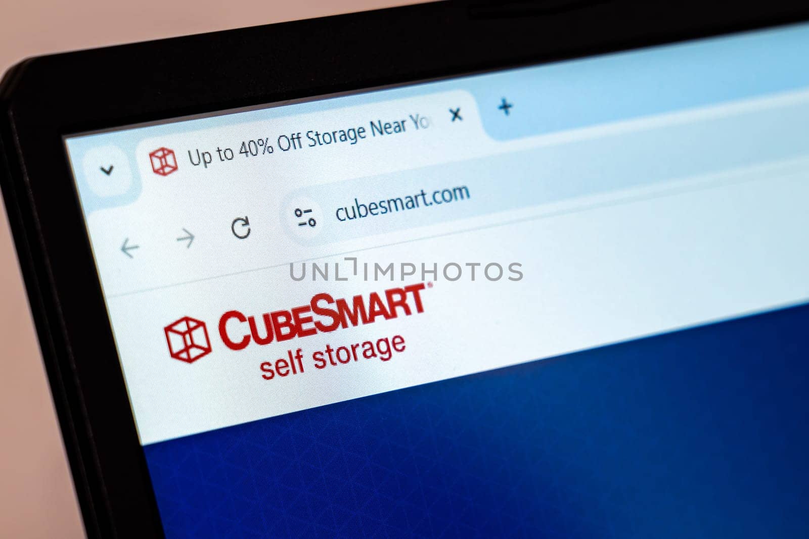 New York, USA - December 21, 2024: CubeSmart website homepage displayed on laptop screen with logo. Self-storage company providing personal and business storage solutions