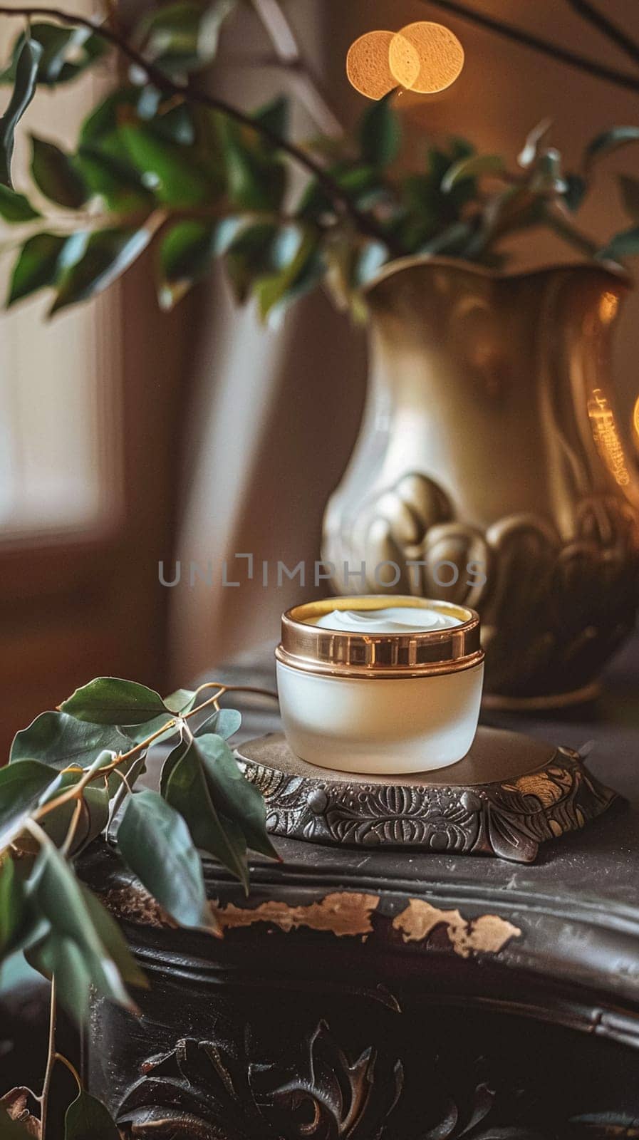 Cosmetic cream in a glass jar. Skin care concept. Background for beauty products