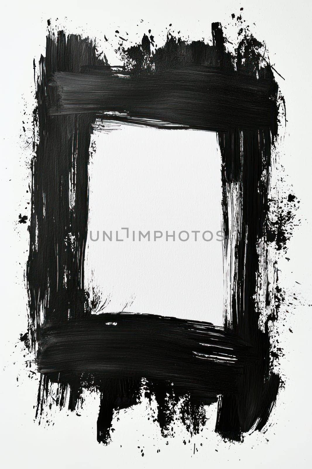 A Blank canvas with bold black brush strokes creating frame, inviting creativity and expression