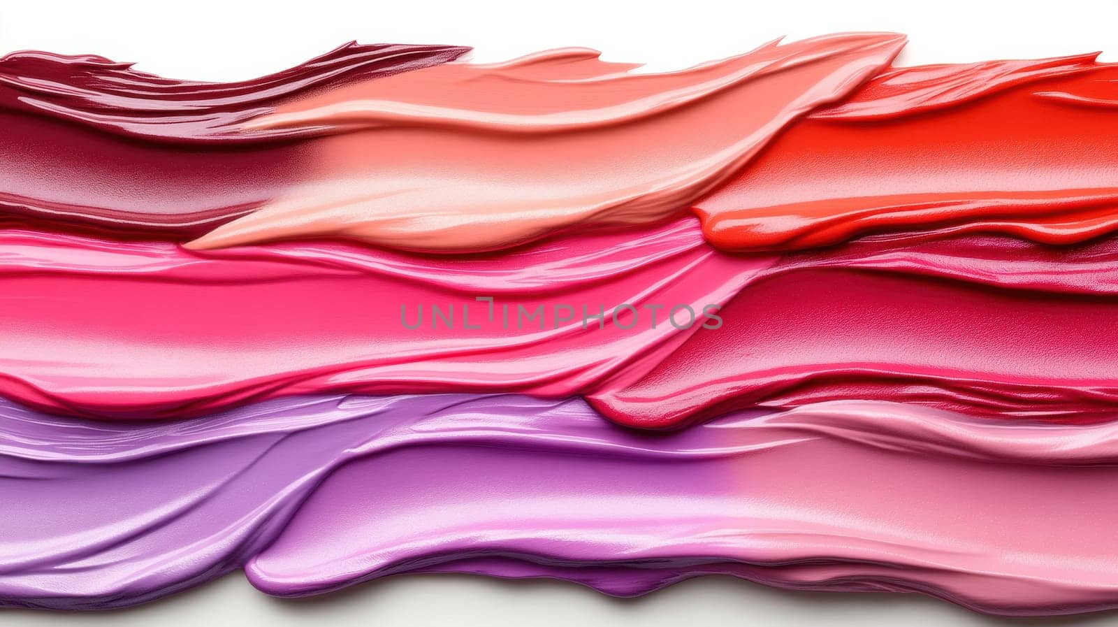 A dynamic composition of layered paint in shades of pink, red, and purple. The smooth, flowing textures and vivid colors evoke creativity and artistic expression, perfect for design and art projects